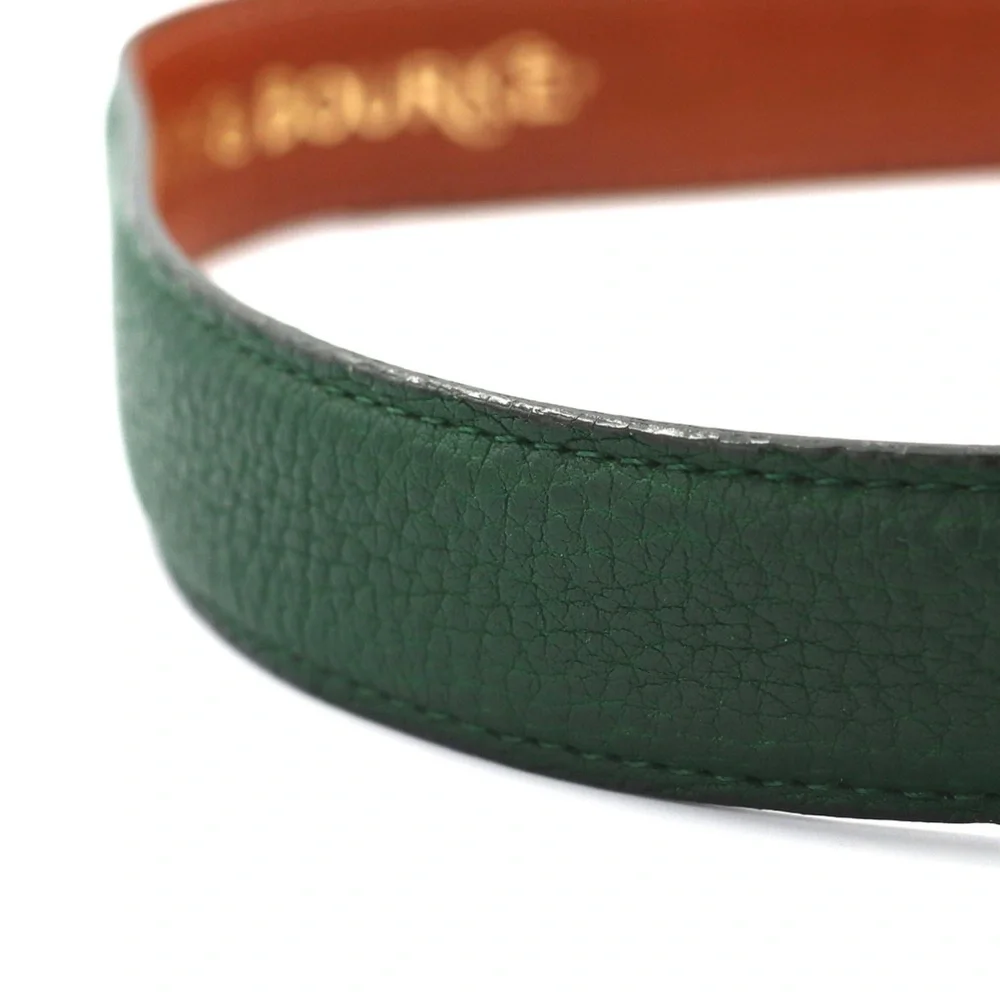 Dooney & Bourke Dark Green Leather Belt with Brown Accent and Gold Buckle